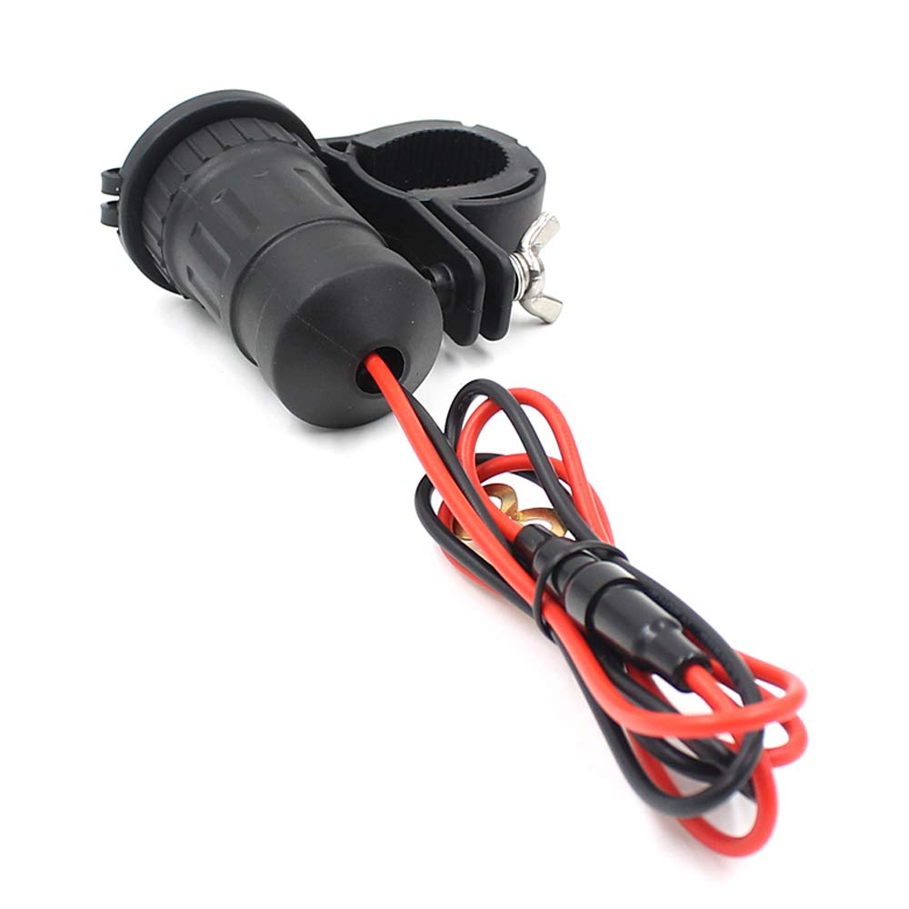 MMOBIEL Universal Waterproof Motorcycle Cigarette Lighter 12V-24V Power Socket with 60cm Wiring Kit, Color C863, Pack of 1