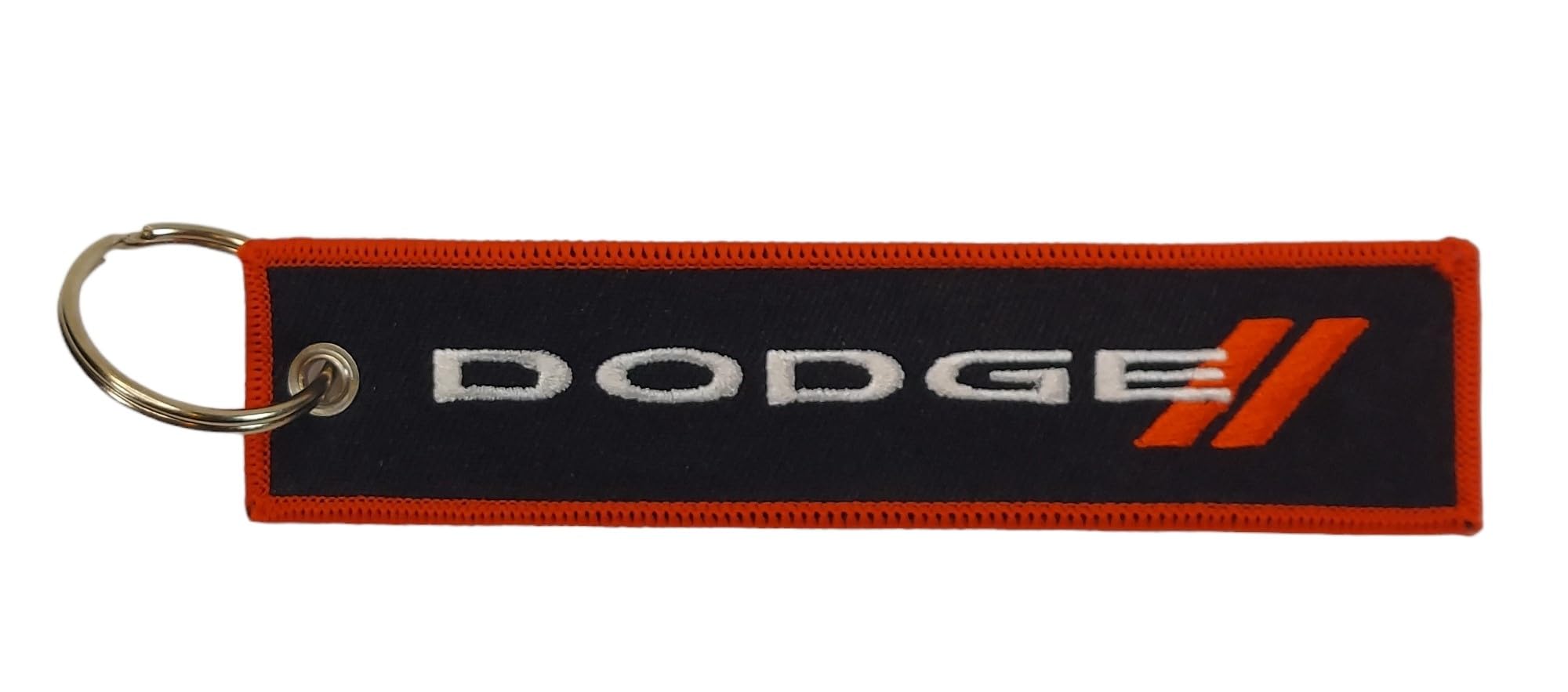 Detroit Shirt Company Dodge Srt Hellcat Redeye Logo Embroidered Keychain 5' X 1' | Srt Hellcat Redeye Logo Front, Classic Dodge Rhombus Logo Back