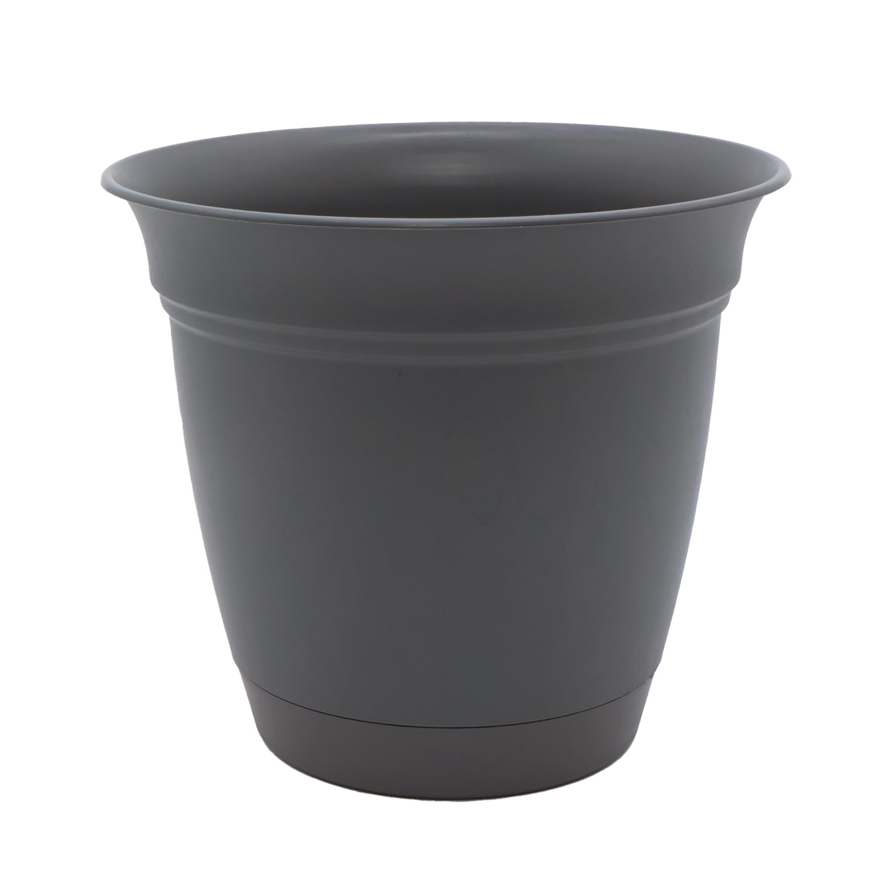The HC Companies 16 Inch Eclipse Round Planter with Saucer - Indoor Outdoor Plant Pot for Flowers  Vegetables  and Herbs  Warm Gray-New