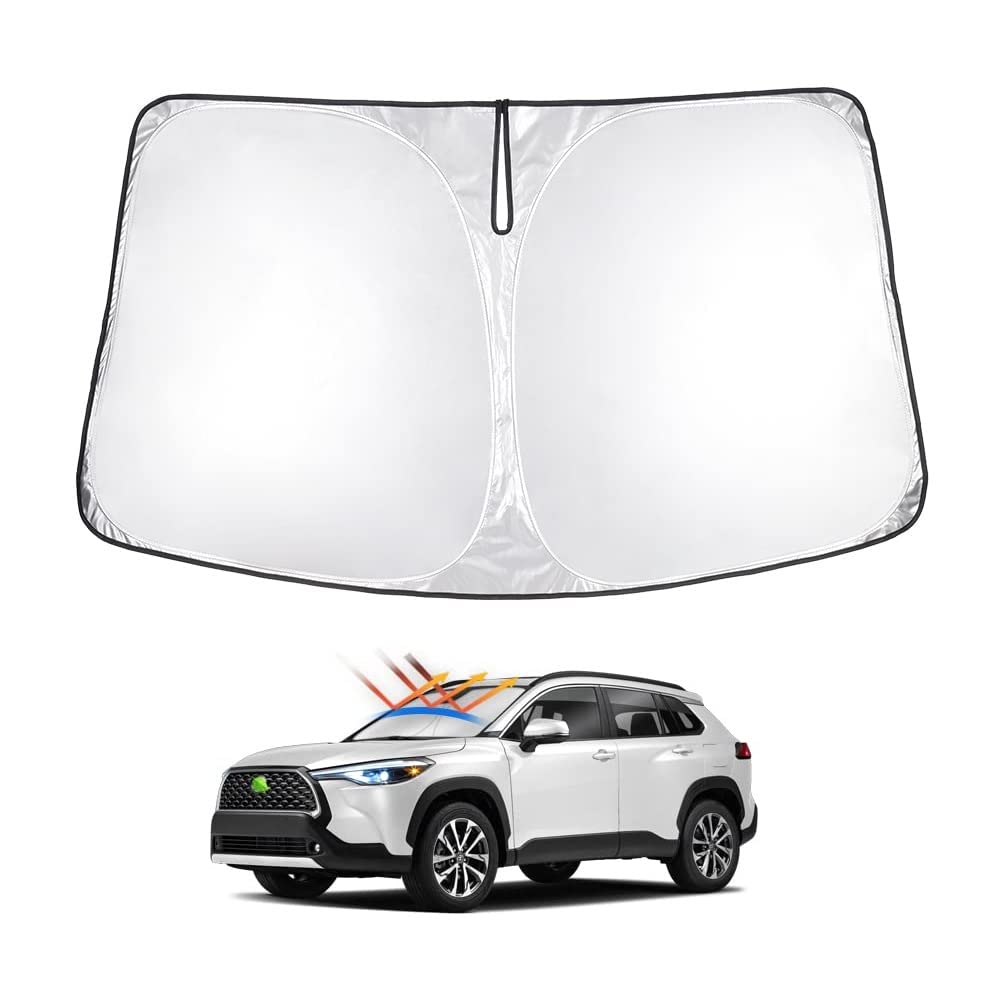 T Tgbros Windshield Sun Shade Custom Fit For 2022-2023 2024 2025 Toyota Corolla Cross Accessories Foldable Sun Shield Reflective