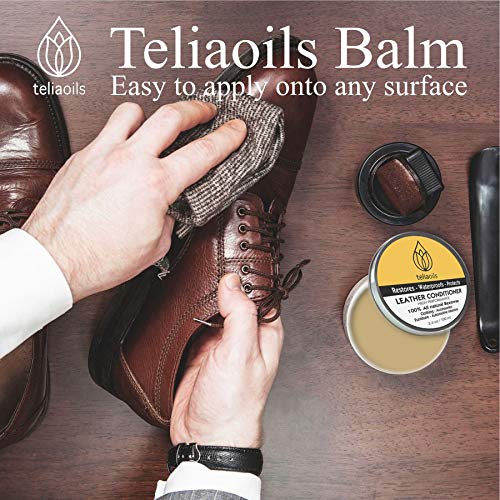 Teliaoils Leather Conditioner - Natural Clear Leather Repair Care Balm For Any Kind- Waterproofing Leather Salve Restorer, Softe