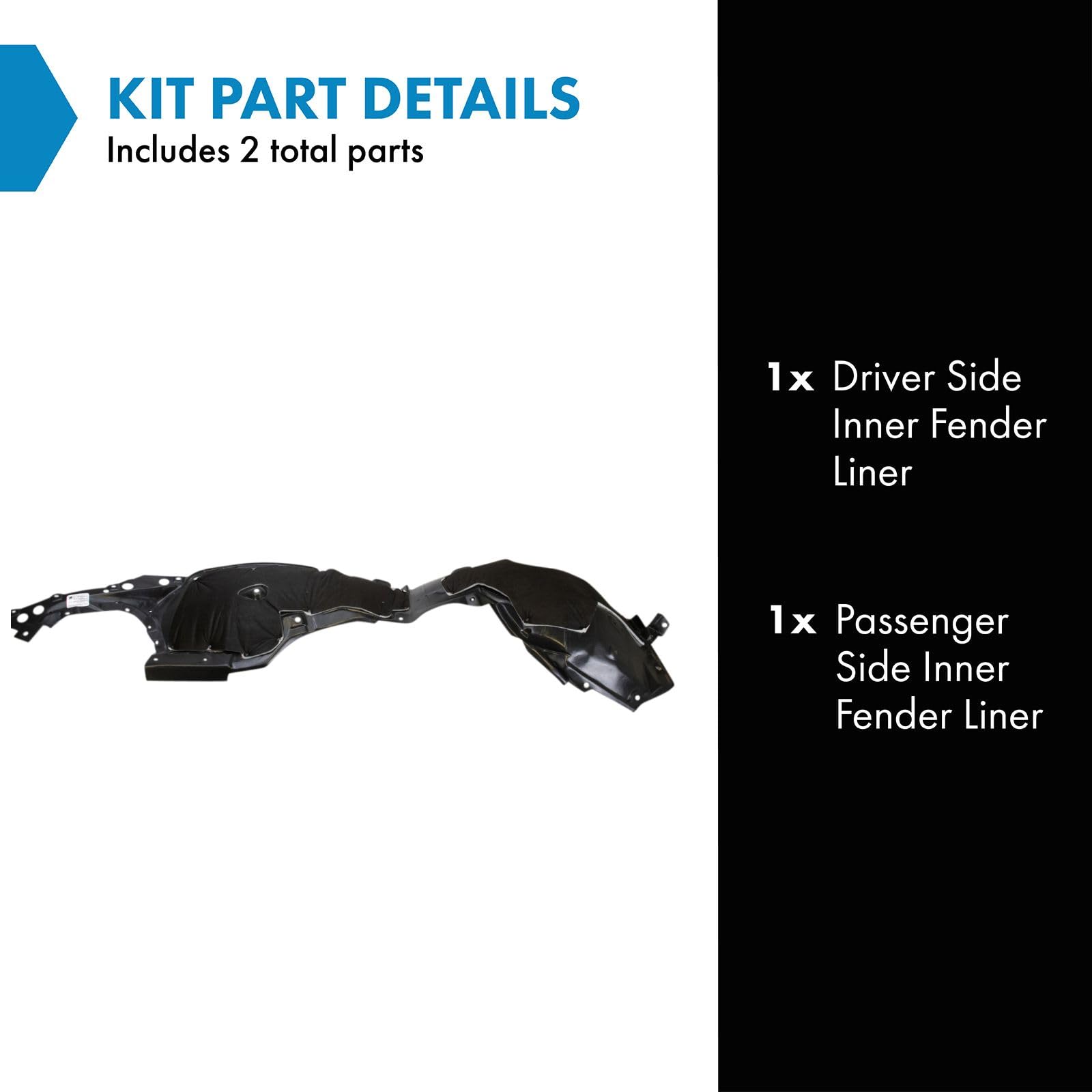 Trq Front Inner Fender Liner Set Compatible With 2016-2023 Nissan Maxima Ni1248154 Ni1248159 Ni1249154 Ni1249159