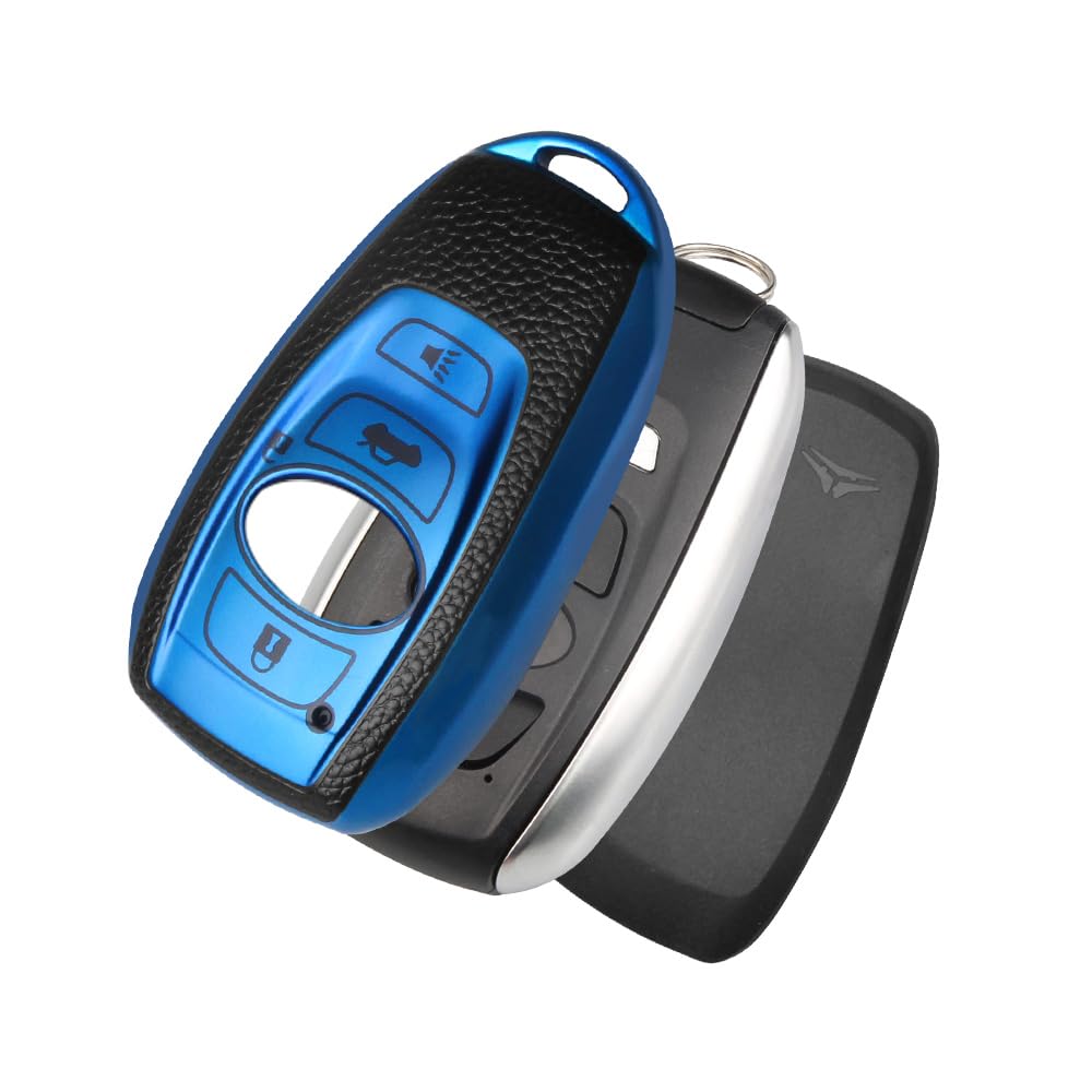 Qbuc For Subaru Key Fob Cover With Leather Keychain,Fit For Forester Crosstrek Outback Ascent Impreza Legacy Subaru 4-Buttons(Pi