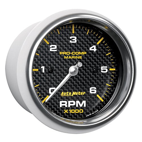 Auto Meter 200752-40 Gauge, Tachometer, 3 3/8'', 6K RPM, Marine Carbon Fiber