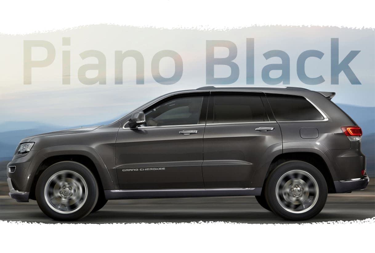 AUTO CLOVER Tape-On Rain Guards for Jeep Grand Cherokee 2014-2021, Black ABS Window Deflectors, 6 Pcs Set