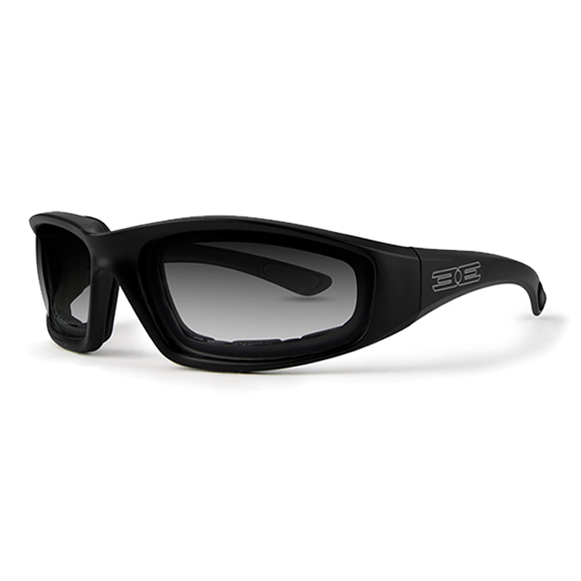 Epoch Eyewear Photochromic Motorcycle Sunglasses Glasses Foam Padded Black Frame Clear To Smoke Lens