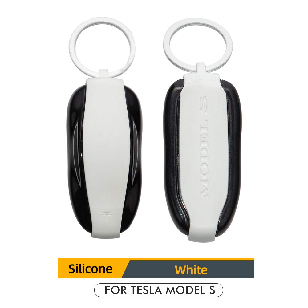 Tesla Gear Silicon Key Fob Cover Keychain Replacement for Tesla Model S (White)