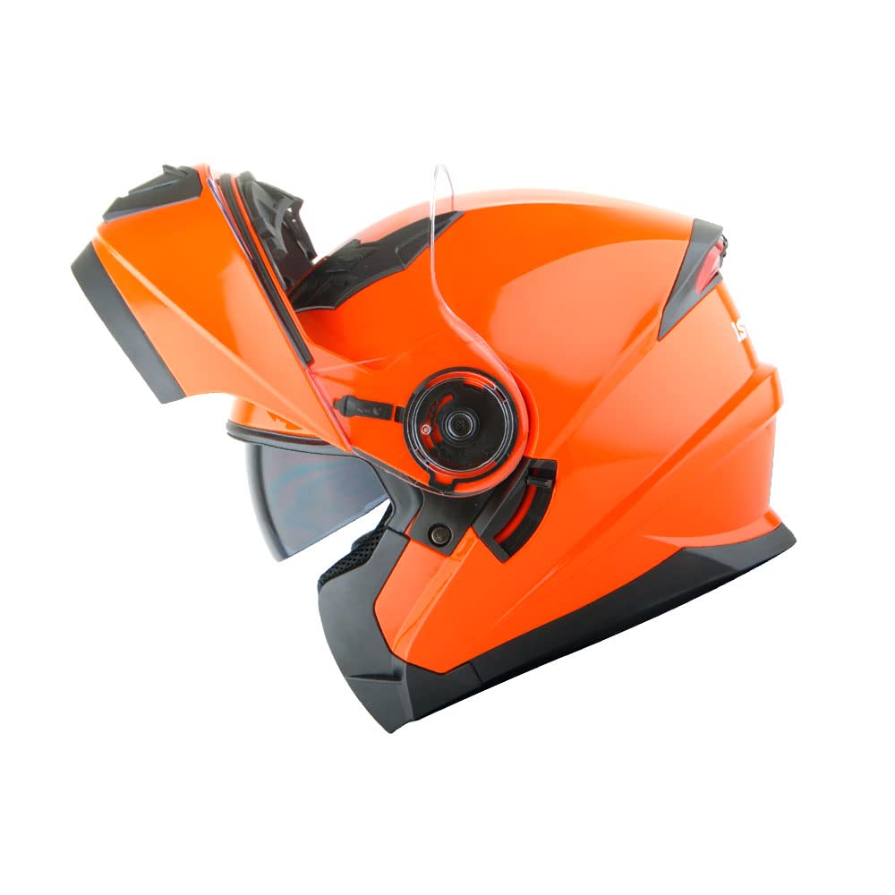 1Storm New Motorcycle Bike Modular Full Face Helmet Dual Visor Sun Shield: Glossy Orange