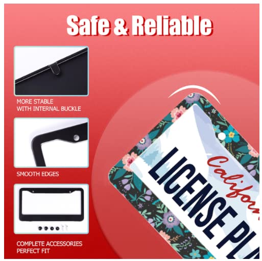 Bright Colorful Flowers Floral Hawaii License Plate Frame Car License Plate Stainless Steel Accessory License Plate Decorative 2