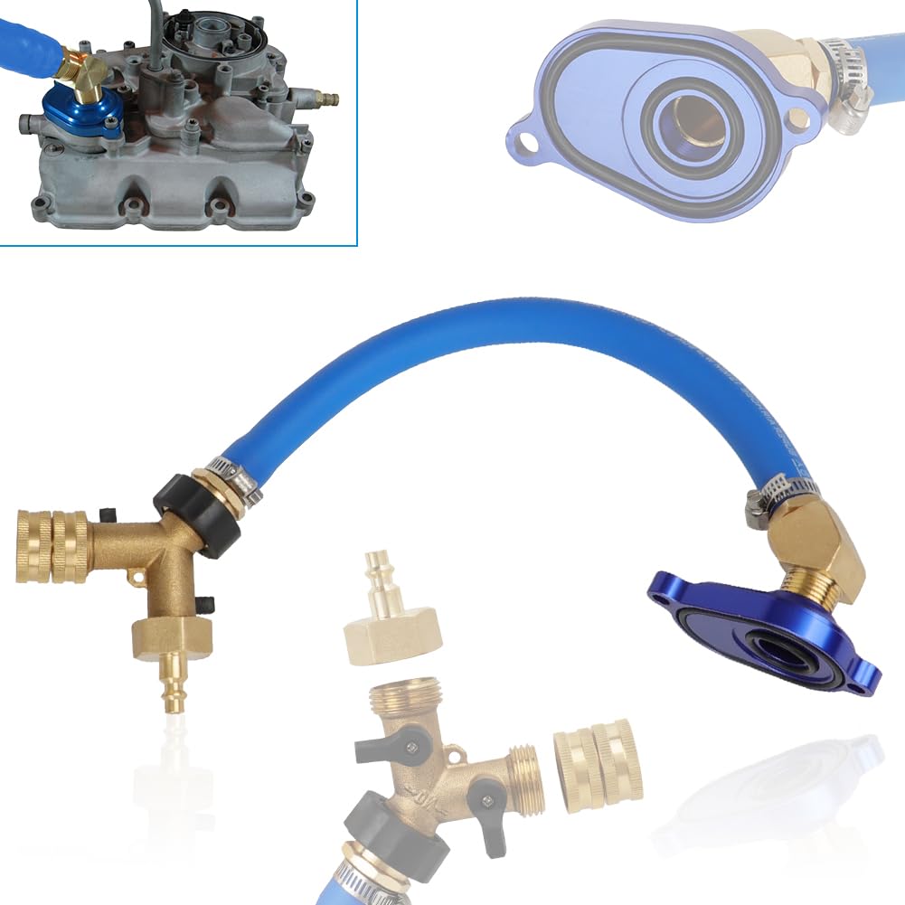 6.0L Oil Cooler Flush Kit With ''T'' Port and Aluminum Anodize Adapter VT365 VT275 replacement for 2003-2010 Ford