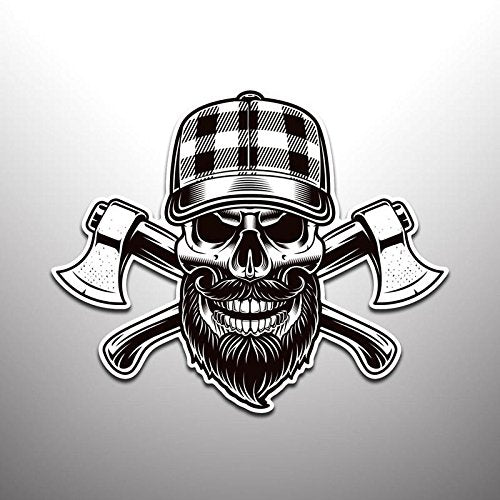 Lumberjack Skull With Axesvinyl Decal Sticker (2 Pack) | Cars Trucks Vans Suvs Windows Walls Cups Laptops | Full Color Printed A