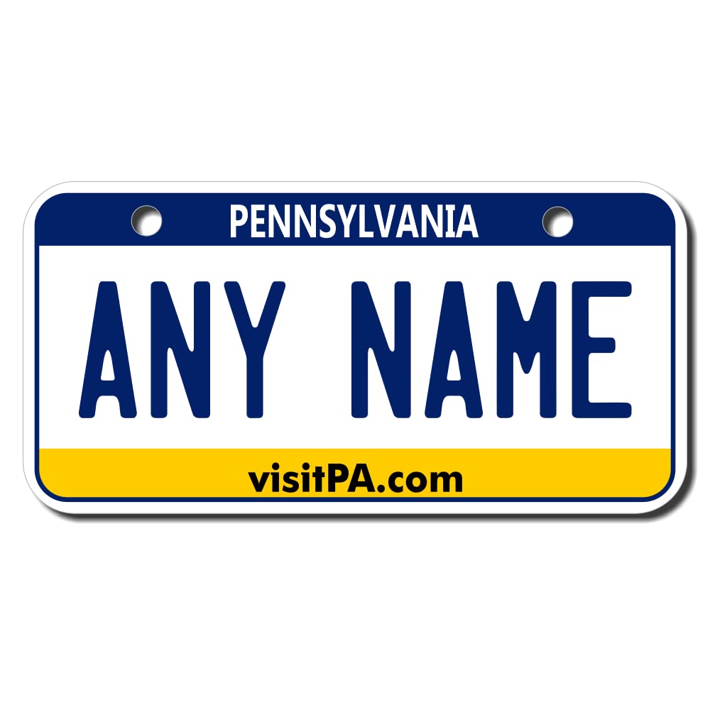 Teamlogo Personalized Pennsylvania License Plate - Sizes For Kid 'S Bikes, Cars, Trucks, Cart, Key Rings Version 2 (3 X 6 Alumin