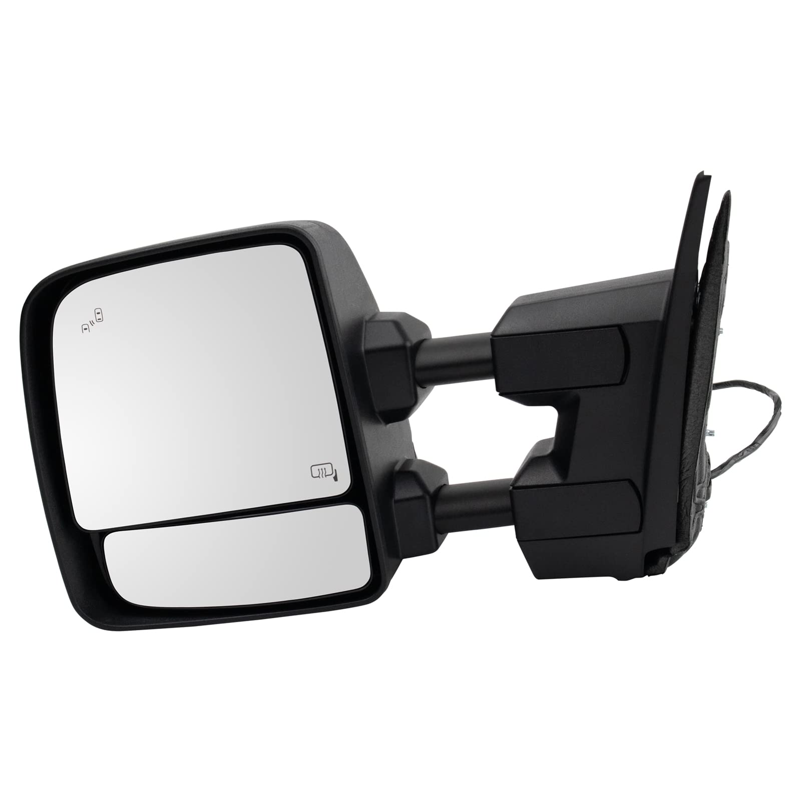 Trail Ridge Towing Mirror Power Heater Blind Spot Puddle Turn Signal Manual Telescoping & Folding Textured Finish Pair For 2016-