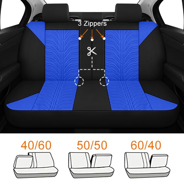 CAROMOP Car Seat Covers Full Set, Washable and Breathable Premium Cloth Seat, Split Bench Seat Covers for Cars, Universal Fit fo