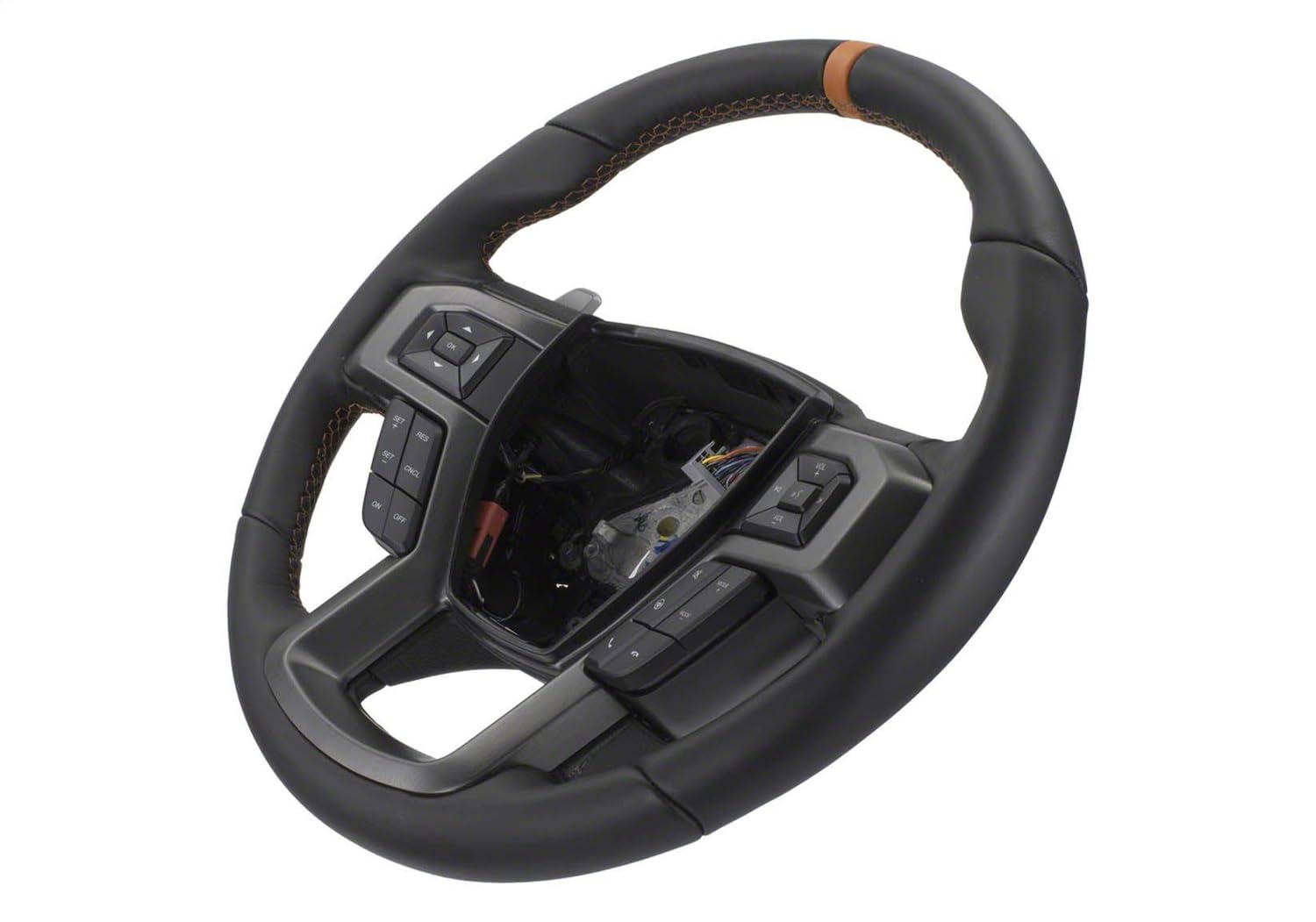 Ford Performance Parts M-3600-F15ROR Steering Wheel Kit; Raptor Style; Black Leather w/Orange Stitching/Orange Sightline; Incl.