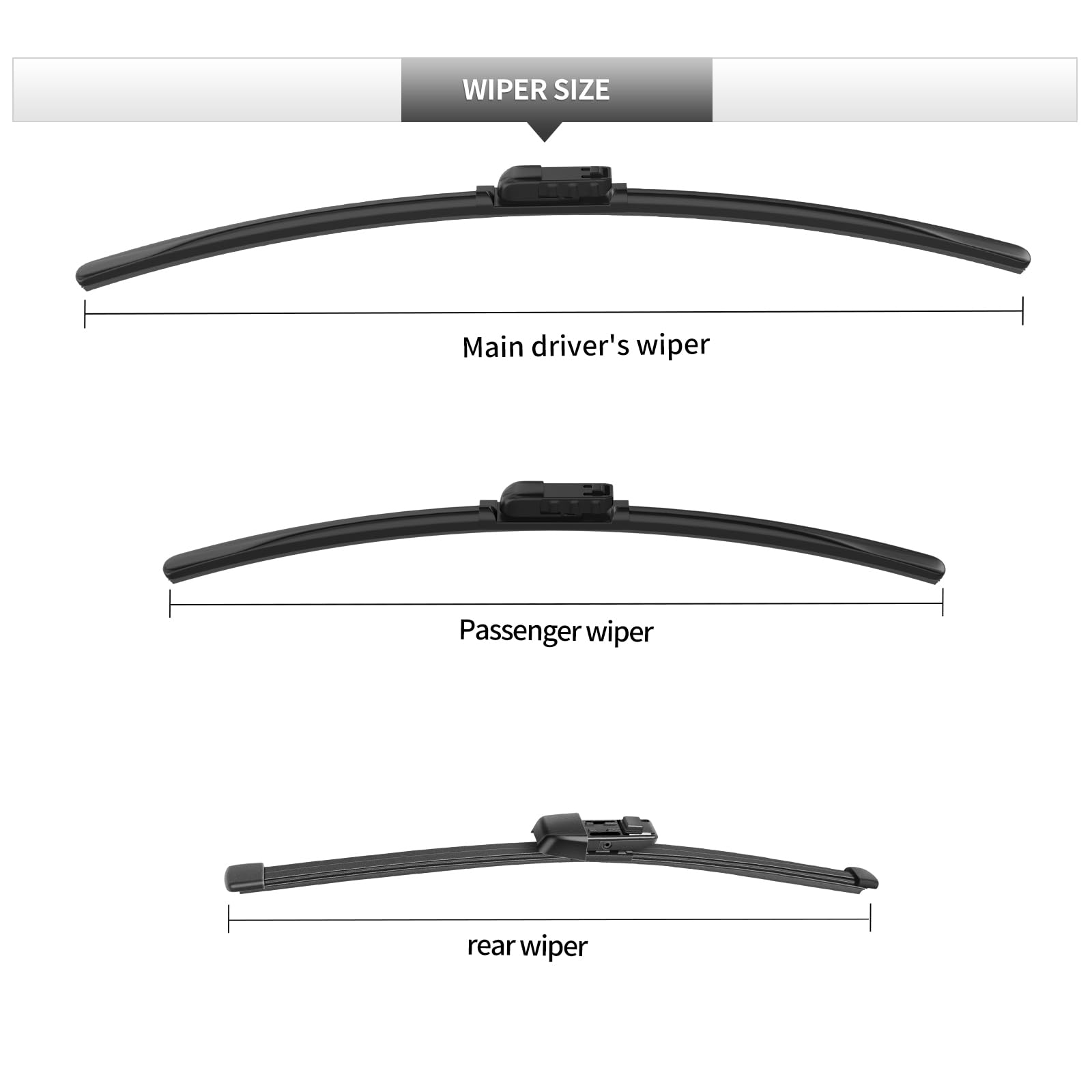 Gardimu Replacement For Volkswagen Taos 2022 2023 2024 Windshield Wiper Blade, 3 Pieces Of Car Front And Rear Window Wiper Blades