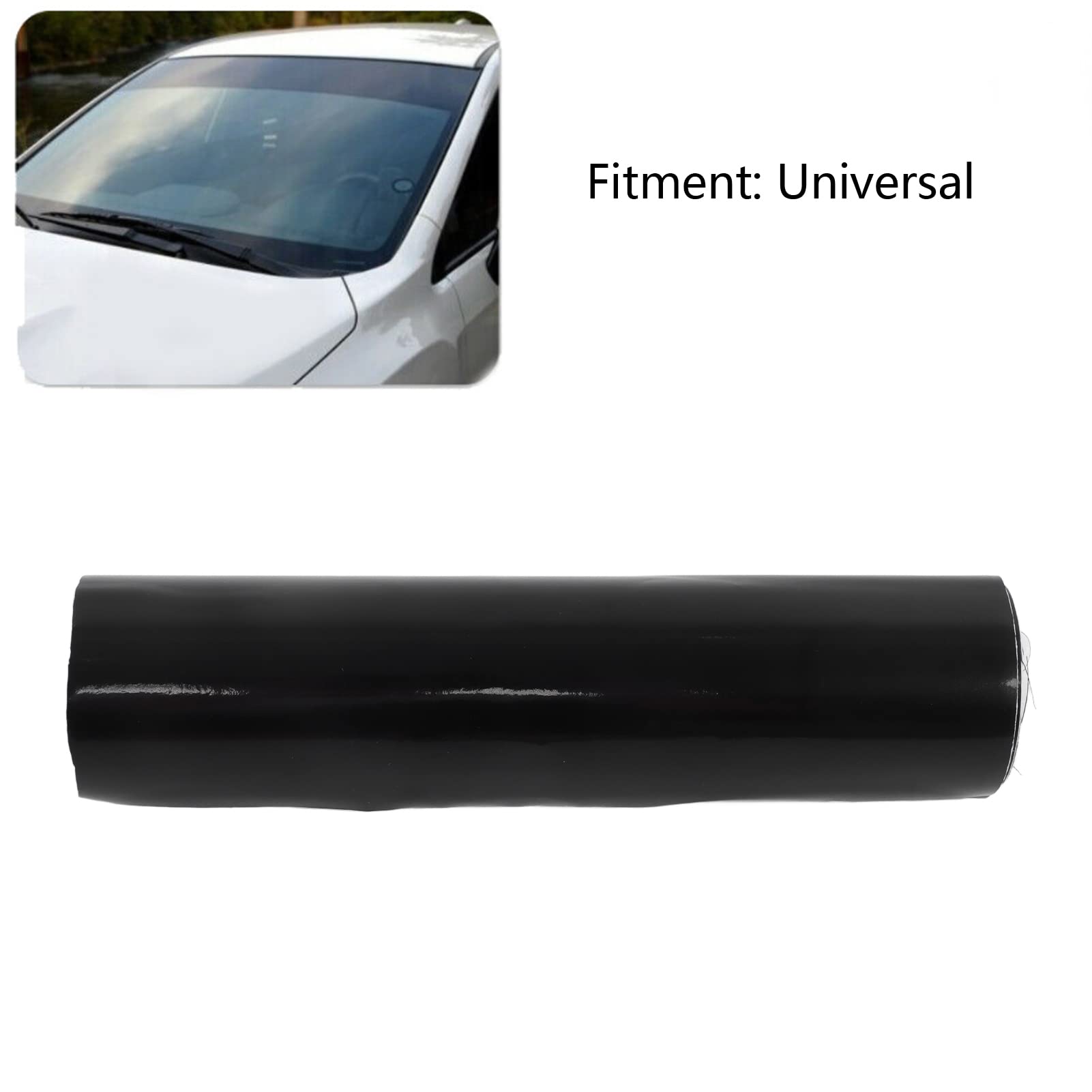 Window Tint Film, Car Van Windscreen Sun Strip Gloss Black 140X20Cm Universal Pvc Windshield Sticker For Automobiles