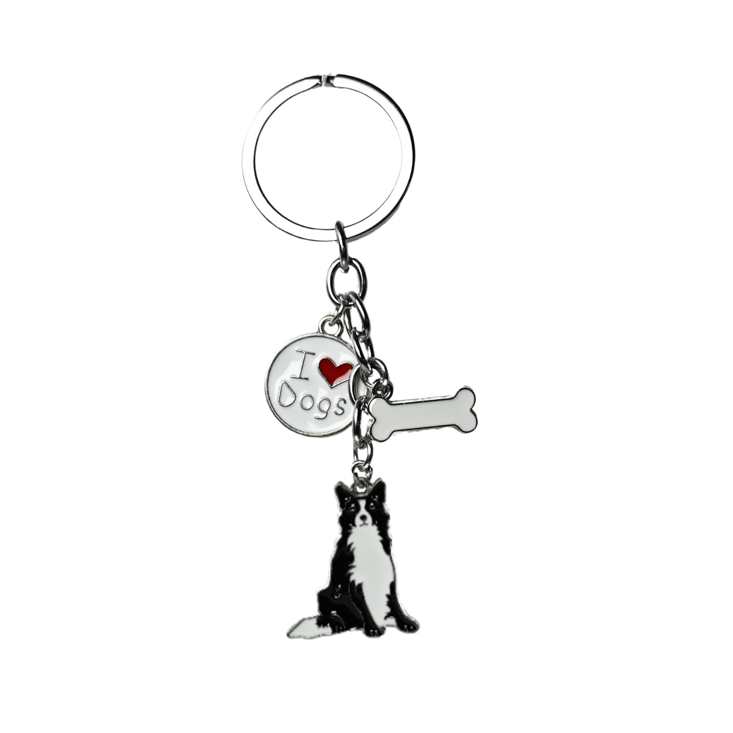 Harikaji Dog Keychain ring, Cool Cute Pet Dog Keyring Bag Charm Mini Metal Key Ring Keyfob (Border Collie)