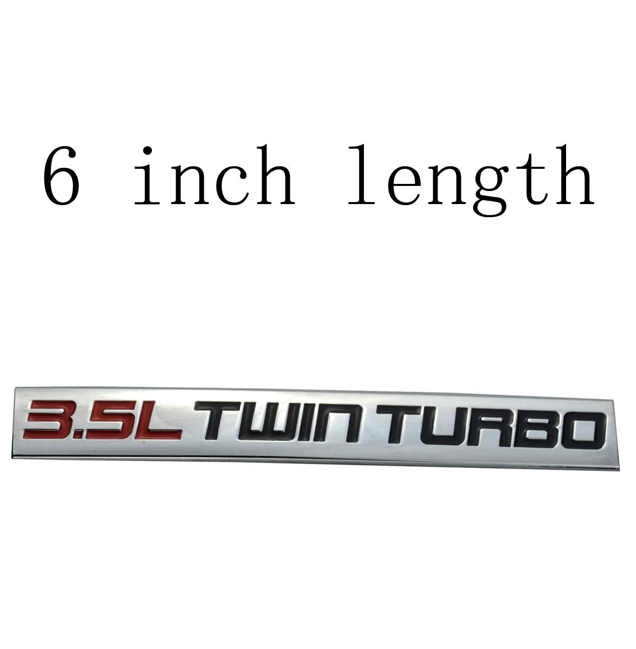 Chrome Finish Metal Emblem 3.5L Twin Turbo Badge (Red & Black Letter) " (Red & Black)