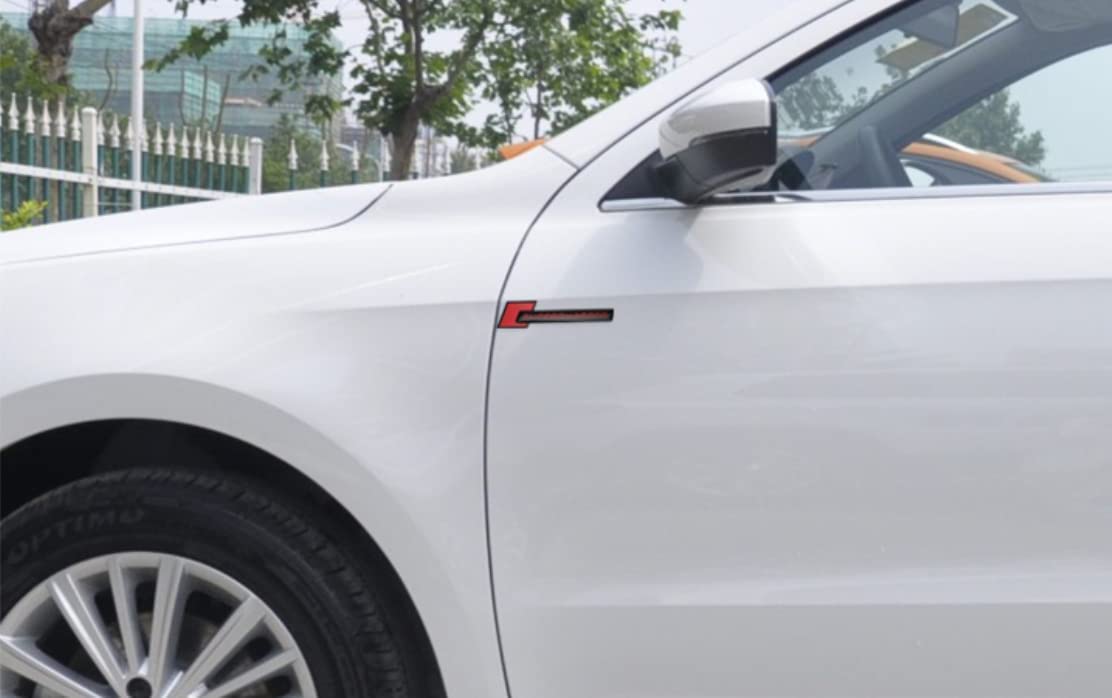 2Pcs Metal Supercharged Logo Car Emblem Premium Auto Badge Rear Trunk Sticker Side Fender Decal (Chrome-Black)