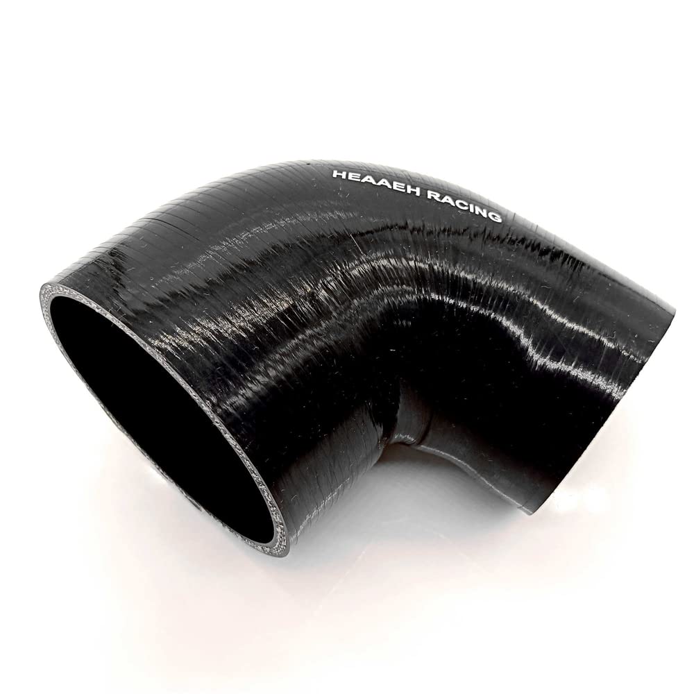 Heaaeh Racing 90 Degree Id 3 Inch To 3.5 Inch 4Ply Reducer Silicone Hose Black (76-89Mm)