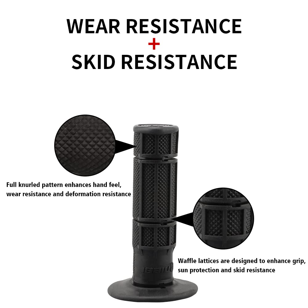 Nibbi Motorcycle Hand Grips, 7/8' 22Mm 24Mm Dirt Bike Grips,Universal Motorcycle Handlebar Grips,Atv Twist Throttle,Non-Slip Rubber Racing Grip For Motocross(Black)