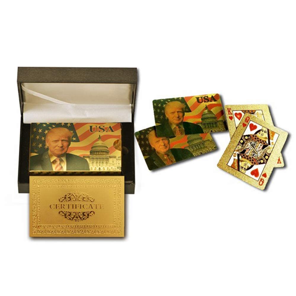 Sw Donald Trump Playing Cards - Gold Plated Playing Cards Gold Plated Deck Of Waterproof Poker Cards W/Case For Game For Table G