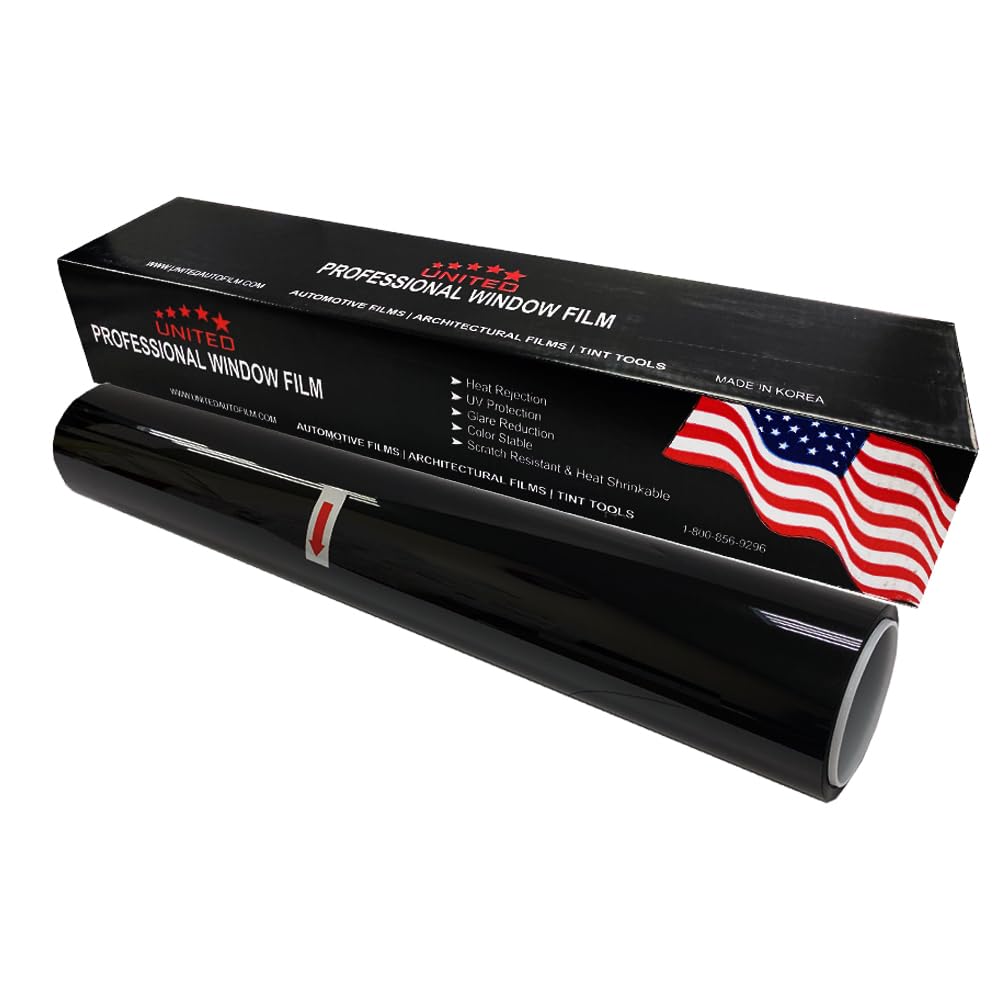 United Window Tint Car Film 20% Vlt 36'' In X 100'Ft Standard Dyed Universal Black 1Ply - Privacy Window Tint For Car Home Block