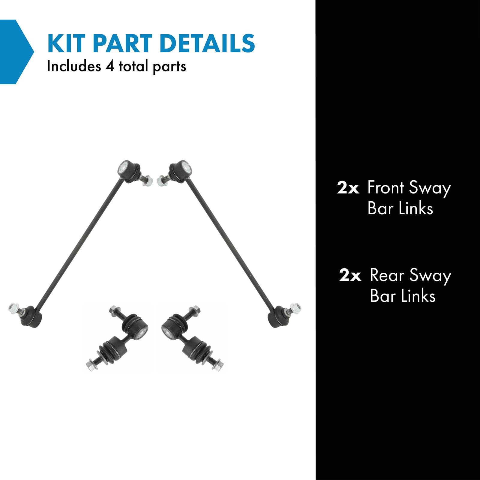 Trq Front & Rear Sway Bar Stabilizer Link Set Compatible With 2004-2009 Mazda 3 2006-2015 5