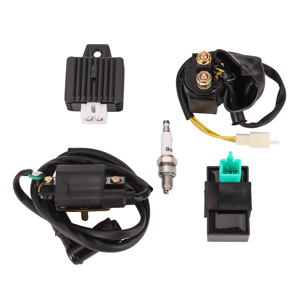 Zsoog Ignition Coil Relay Voltage Regulator 5-Pin Cdi Box Spark Plug For Cg 49Cc 50Cc 70Cc 90Cc 110Cc 125Cc Atv Dirt Bike For Taotao Go Kart Chinese Sunl Roketa Jonway Coolster Kymco Kazuma Meerkat