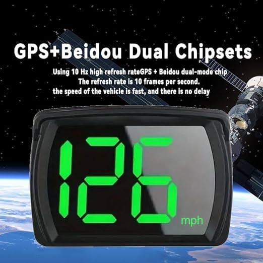GPS Speedometer HUD, Upgraded LED Large Font Digital Head-Up Display with MPH, for All Cars, Vehicles,Motorcycles,Bicycles - Plu
