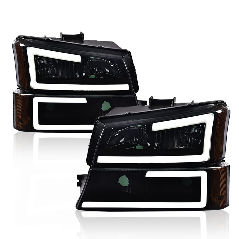 Pit66 Led Headlight Assembly Compatible With 2003-2006 Chevy Silverado 1500 2500 3500 Hd Model/Fit 03-06 Avalanche 1500 2500 (Fi