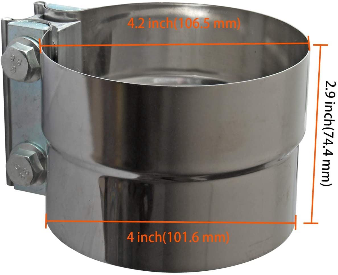 4 Inch Lap Joint Exhaust Pipe Muffler Clamp Band - 304 Stainless Steel (4 Pack)
