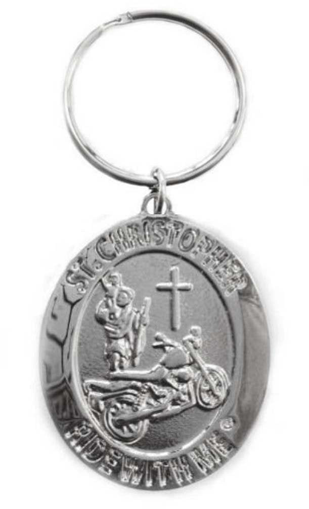 St. Christopher Ride With Me Motorcycle Medal Keychain Bh010