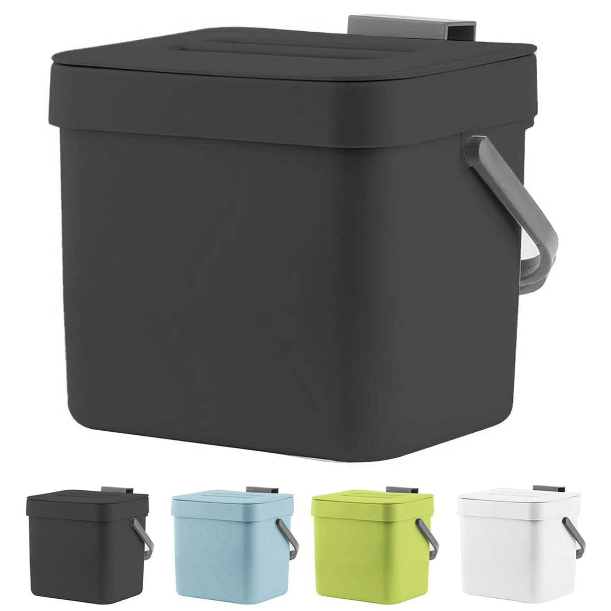 Kitchen Trash Can With Lid, Lalastar Wall-Mounted Under Sink Small Garbage Can For Kitchen, Bathroom, Compost Bin Countertop, Ca