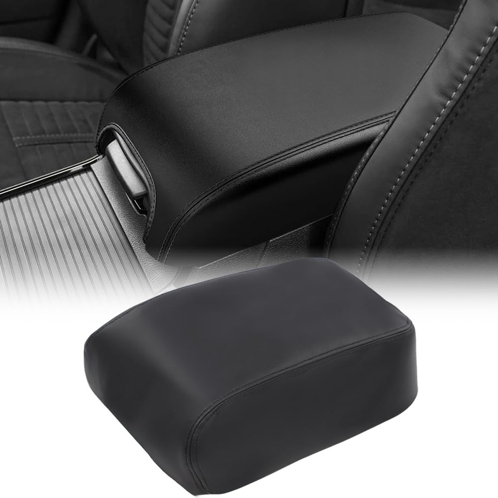 Pit66 Armrest Cover Replacement Center Console Lid Cover Compatible With Dodge Charger 2011-2023 Leather Black