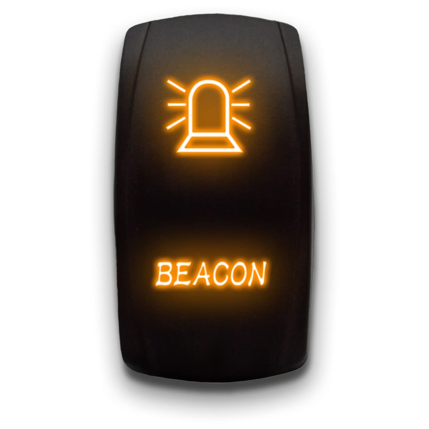 Beacon - Orange - Laser Etched Toggle Switch 20A 12V - Vertical Rocker Switch 5-Pin Dpst