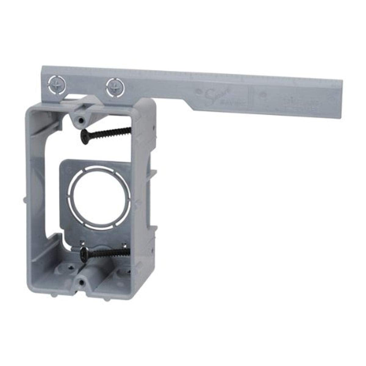 Southwire Msblv1G Pvc One Adjustable Depth, Heavy Duty 42Lb. Mounting Screws Included 1-Gang Low Voltage Box W/Leveling Tab, Gray