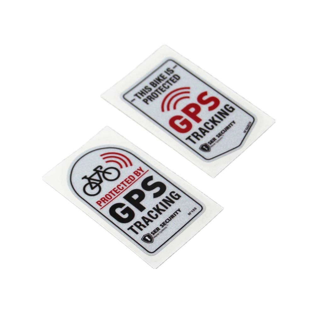 2Pcs Car Stickers Warning Gps Tracker Alarm Bike Protected Motorbike Bumper 7X4Cm (C)