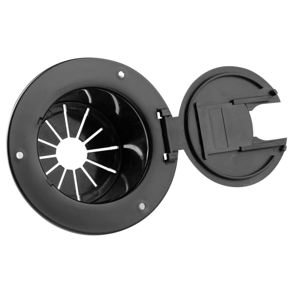 Halotronics Rv 5-Inch Round Electric Cable Hatch For 30 And 50 Amp Cords (Black)