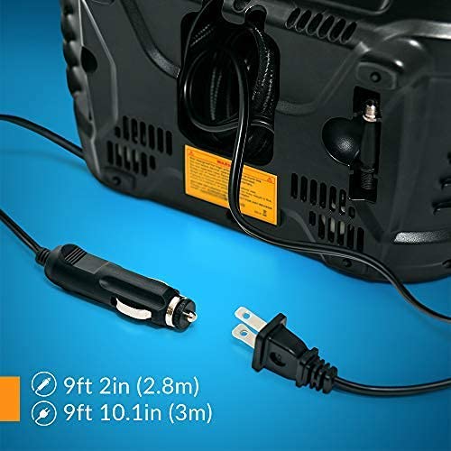 Kensun Ac/Dc Power Supply Portable Air Compressor Pump With Analog Display To 100 Psi For Home (110V) And Car (12V), Tire Inflat