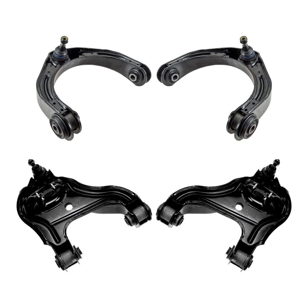TRQ 4 Piece Front Upper & Lower Control Arm Ball Joint Kit Set Compatible with Dodge Ram 2wd
