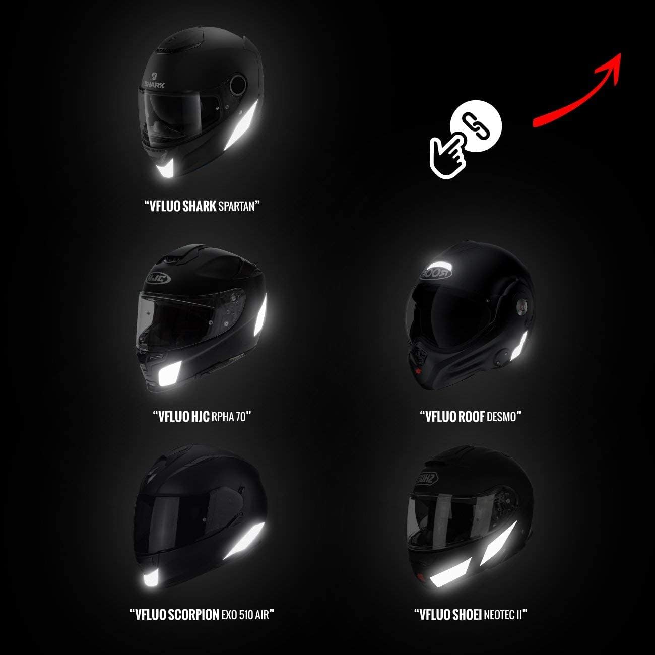 Vfluo - Kit Of Reflective Stickers - Scorpion Exo510Air™ Motorcycle Helmet - Approved Stripes Fr - 3M™ Technology - High Visibility & Strength - Discreet & Design - Maximum Grip