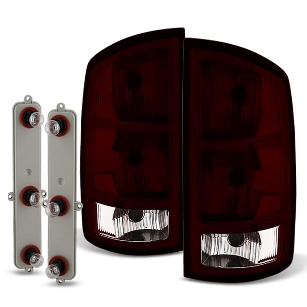Acanii - For 2002-2006 Dodge Ram 1500 03-06 2500 3500 Oe Style Red Smoked Tail Lights Brake Lampsreplacement Left+Right