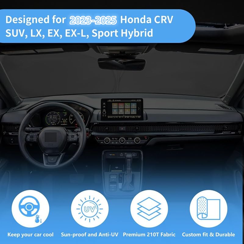 Windshield Sun Shade Front Window Sunshade For 2023 2024 2025 Honda Cr-V Crv Suv, Lx, Ex, Ex-L, Sport Hybrid, Touring Accessorie