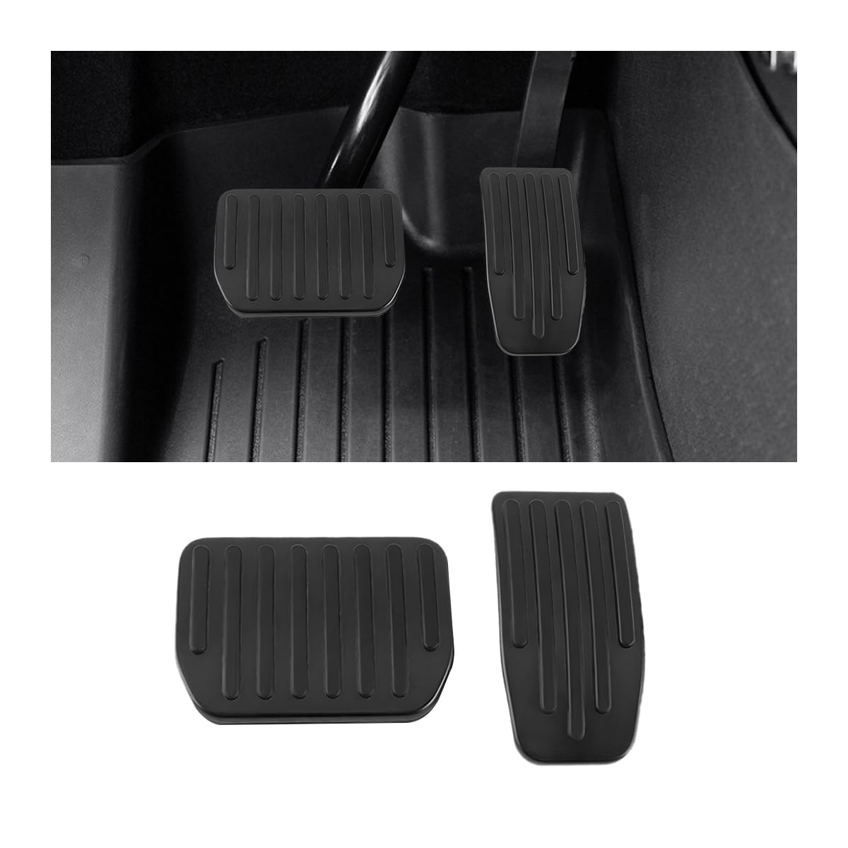 HZEL Car Foot Pedal Pads Set, 2PCS Aluminum Vehicle Accelerator Pedal Covers, Non Slip Performance Automotive Brake Foot Rest Pe