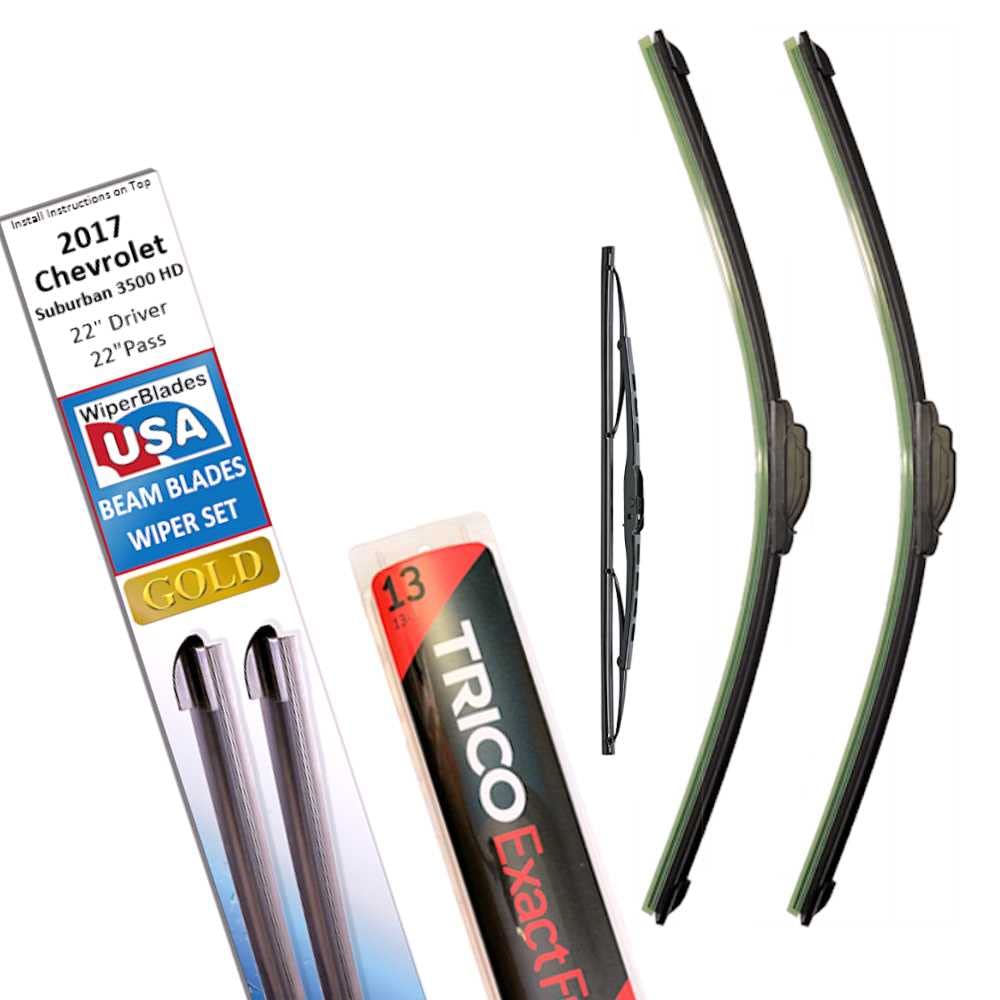 Beam Blade Wipers Replacement Set For 2017 Chevrolet Suburban 3500 Hd W/Rear - Wiperbladesusa Gold Beam Wiper Blades Wipers Set