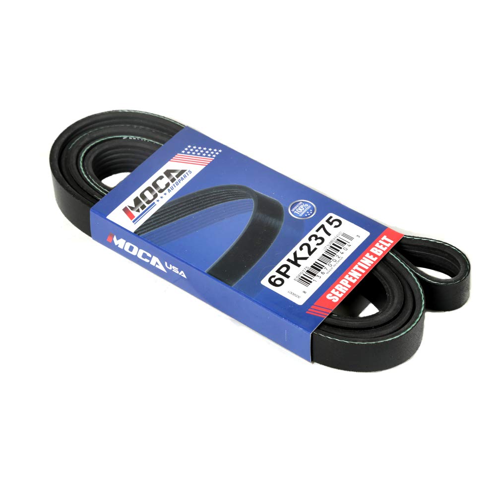 MOCA 6PK2375 EPDM Serpentine Belt fit 08-12 for Chevy Malibu 3.6L & 07-09 for Pontiac G6 & for Saturn Aura 3.6L & 90-92 for Ford