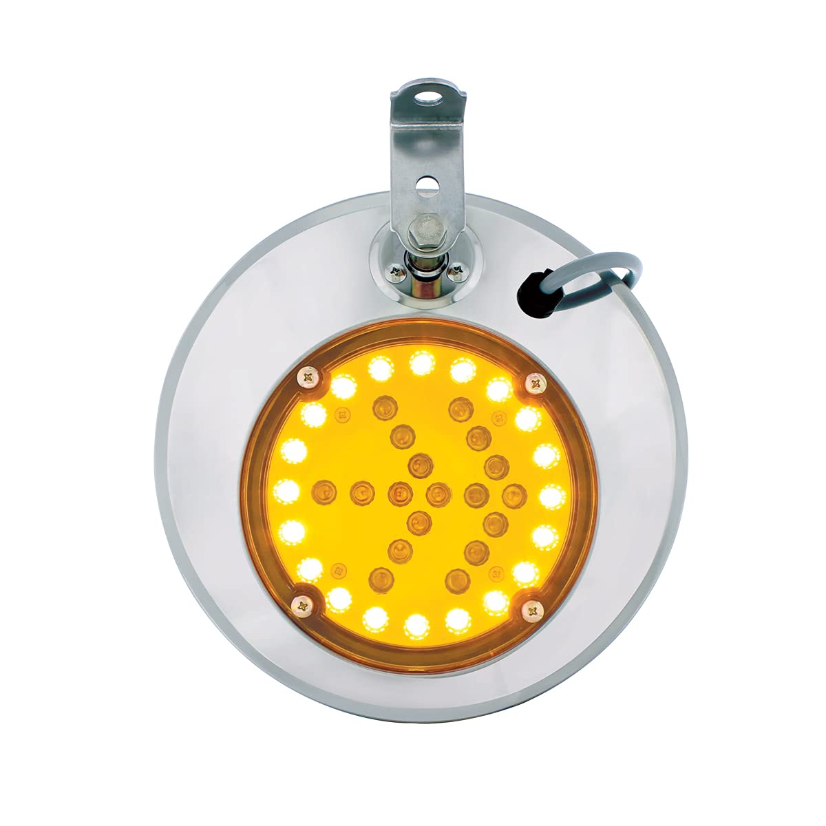 United Pacific 86505 Stainless Steel 8-1/2 Inch Convex Heated Mirror With Led - Driver