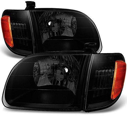Akkon - For [Black Smoke] 2000-2004 Toyota Tundra Regular | Access Cab Headlights W/Corner Light Lh + Rh Pair